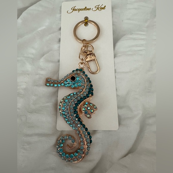 Jacqueline Kent Accessories - Seahorse Keychain - Blue and Gold